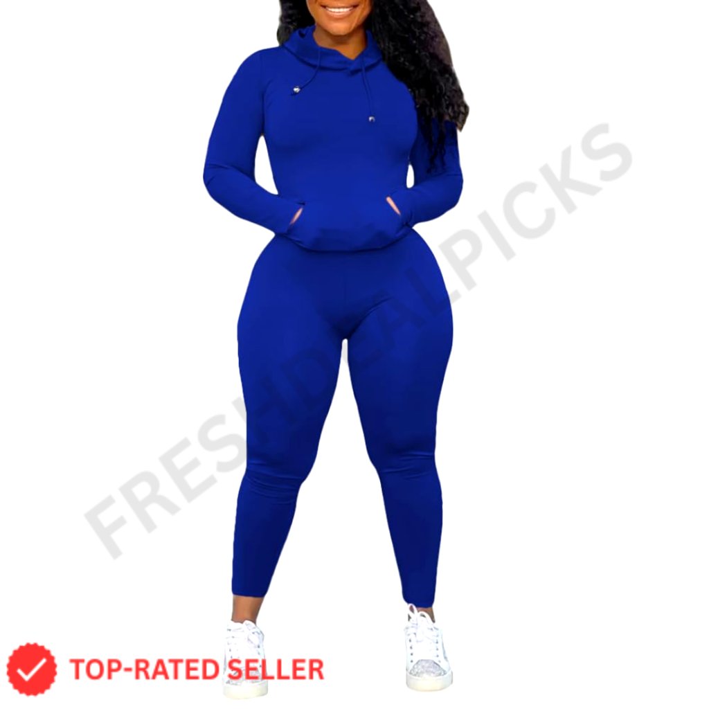 Slim Fit Tracksuit Set Long Sleeve Hooded Pullover Jogger Pants Activewear
